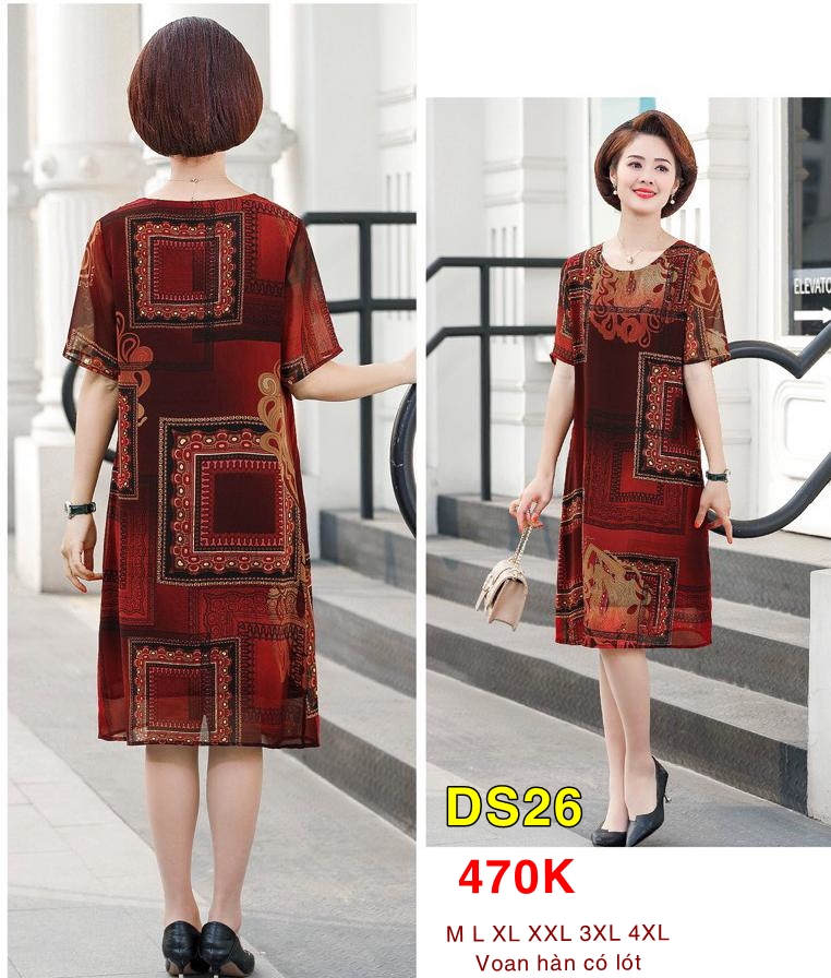 Đầm Suông In Họa Tiết - DS26